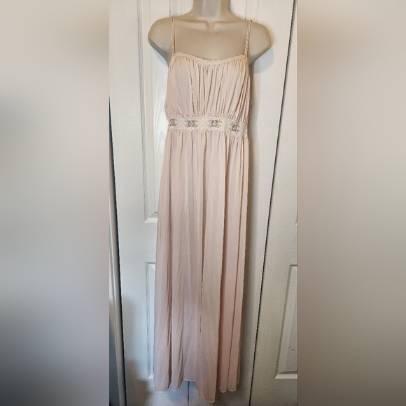 Olga Vintage Large Peignoir Peach Pink Slip Dress Nightgown Lingerie Lace Maxi - Picture 2 of 8